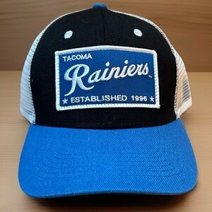 Tacoma Rainiers Baseball Cap Trucker Hat Blue Black Adjustable Established 1995